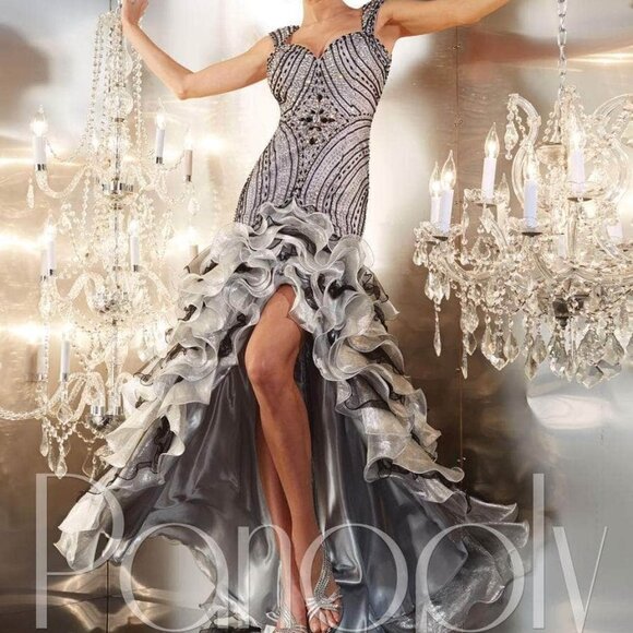 teal metallic prom dress Ava Presley 39210 Formal Prom Long Sequin Dress